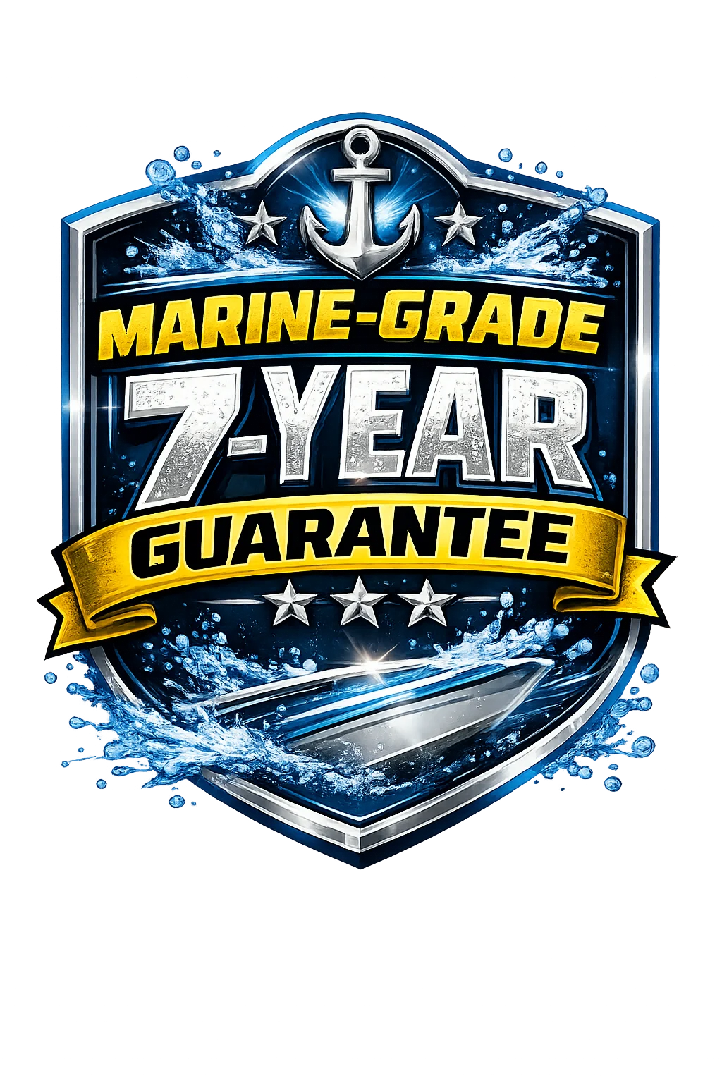 a close up of the side of a boat showing marine-grade vinyl decal quality